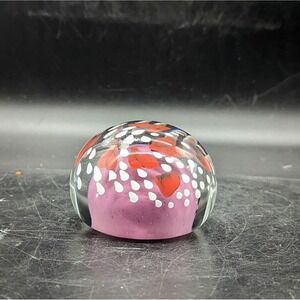 Vintage Handmade Art Glass Paperweight Heart Pink Signed B.P. 89 3.5"